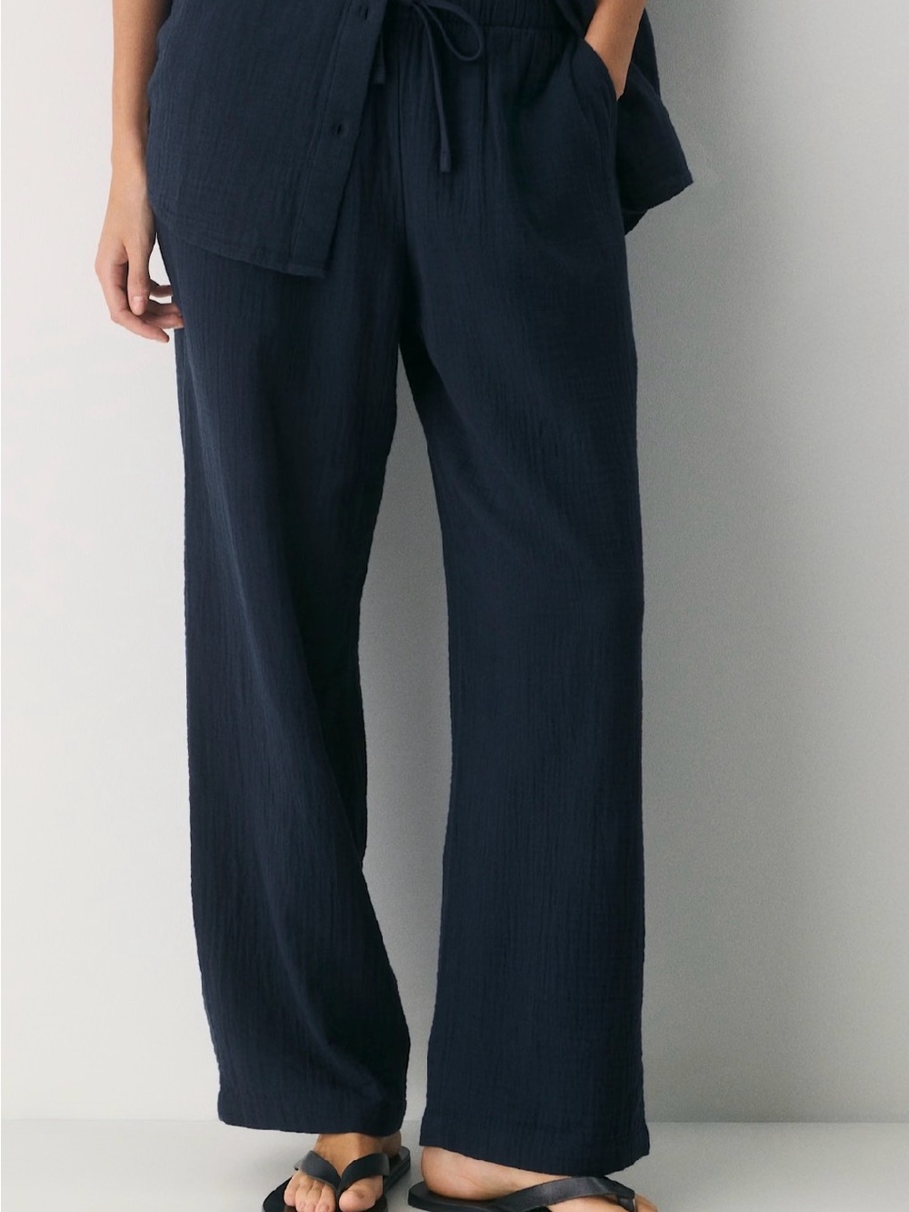 NWOT Aritzia Little Moon Wide-Leg Linen Pants in Admiral (Navy)